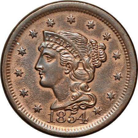 Seven copper type coins.