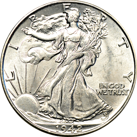 Tube of AU/BU 1941 and 1942 Walking Liberty half-dollars.