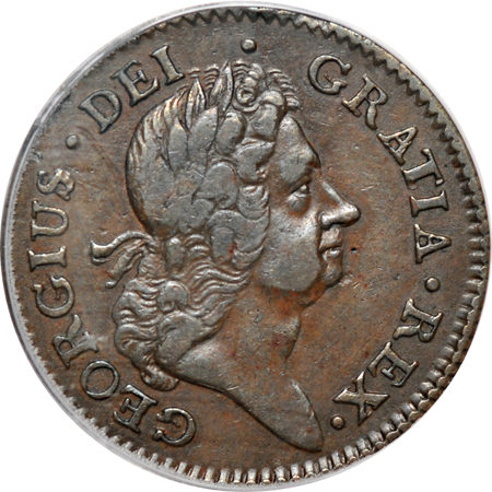 1722 Hibernia Halfpenny, Harp Right. PCGS XF-45.