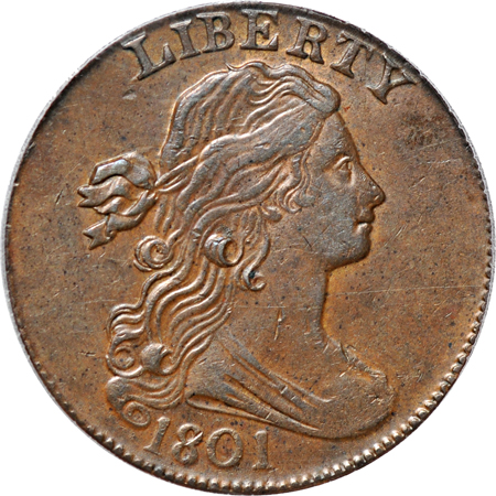 1801 Normal Reverse (S-216, B-6, R.1). PCGS AU-58.