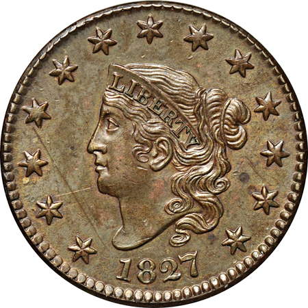 1827 (N-7, R.3) MS-60/scratched.