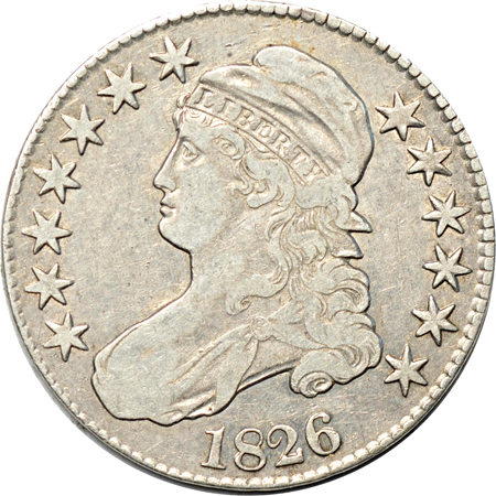 Six Capped Bust half-dollars.