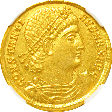 Roman Empire.  Constantine I "the Great", A.D. 307-337.  Gold Solidus (4.48g.).  Nicomedia mint.  NGC Mint State.