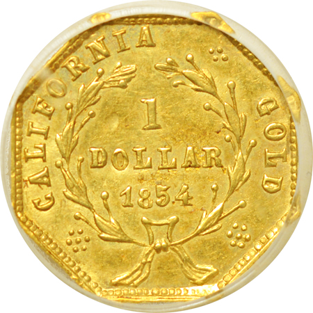 1854 (BG-532, R.4 L) dollar PCGS AU-58.