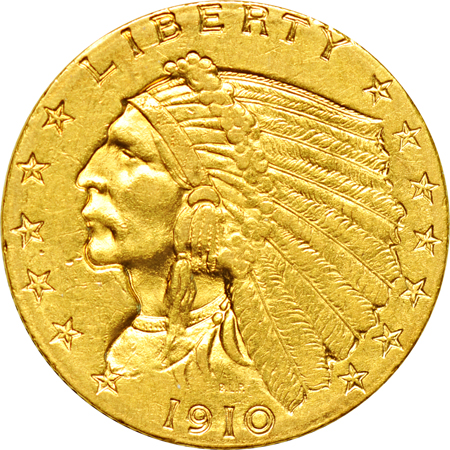 Four Indian-head quarter-eagles.