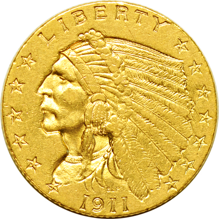 Four Indian-head quarter-eagles.