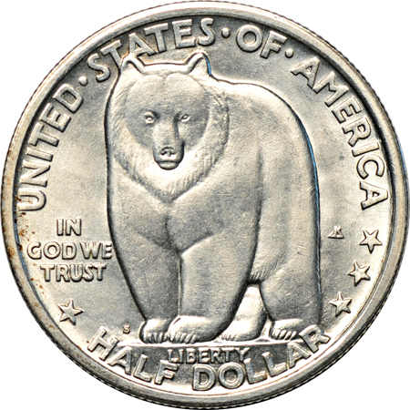 Six uncirculated Silver Commemorative half-dollars.