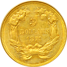 1874 PCGS AU-58.