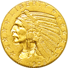 Three Indian-head half-eagles. AU.