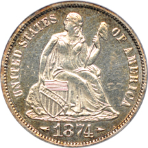 1874 Arrows. PCGS PF-63.