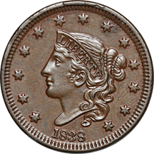 Four 1838 large-cents.