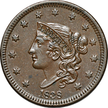 Four 1838 large-cents.