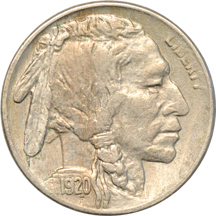 Seven Buffalo nickels.