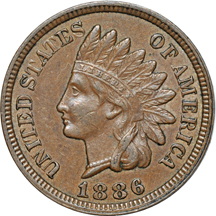 1857 Flying Eagle cent and Fifteen Indian-head cents.