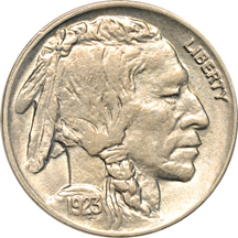 Seventeen Buffalo nickels.