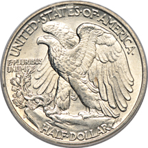 Thirty-one certified Walking Liberty half-dollars.  PCGS MS-64.