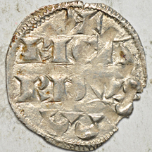 1189 - 1199 Richard II Silver Denarius, Aquitaine mint. AU.