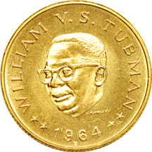 Republic of Liberia 1964-B gold twenty Dollars, KM-19. MS-60.