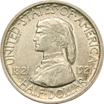 Twenty type coins 1/2 cent through 1/2 dollar, including two Silver Commemoratives and a love token.