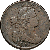 1803 (S-226) VF and four additional large-cents.