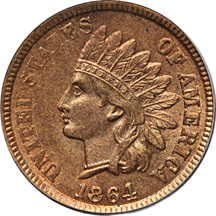 1864 Bronze w/ L. PCGS MS-64RB.