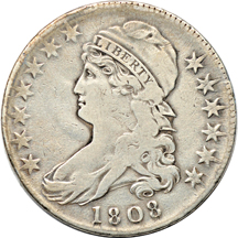 Four Capped Bust half-dollars.  1807 through 1810.