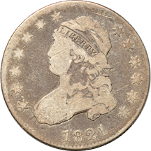 Five Capped Bust quarters.