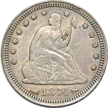 Four Seated Liberty type coins.