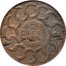 1787 Fugio Copper/ 4 Cinquefoils/ STATES UNITED (Newman 13-X, R.2).  PCGS MS-63BN.