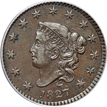 1827 (N-3, R.2) PCGS AU-53.