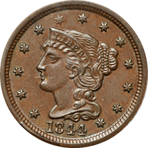 1844 (N-5) PCGS MS-62BN.