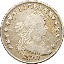 1800 Draped Bust dollar F/scratched, 1871 Seated dollar F/grafitti, and 1921 Peace dollar AU details.