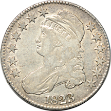 Five Capped Bust half-dollars.