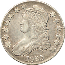 Six Capped Bust half-dollars.