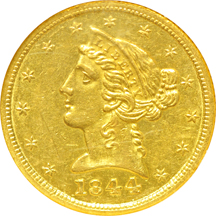 1844-D NGC AU-58.