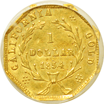 1854 (BG-532, R.4 L) dollar PCGS AU-58.