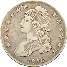 Five Capped Bust half-dollars.