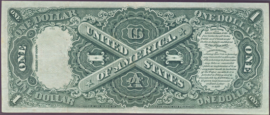 1880 $1.00.  Large Seal, Blue Numbers. PMG VF-35.