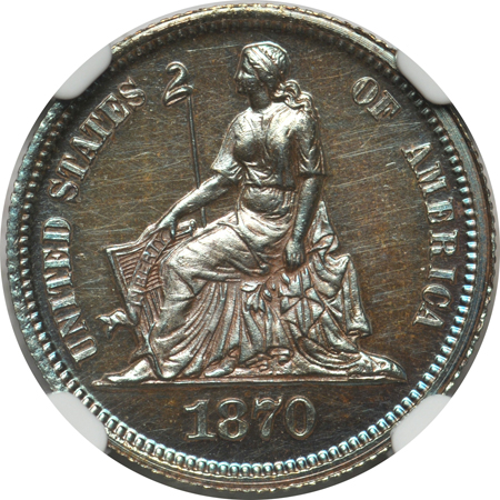 1870 ten-cent (J-833). NGC PF-64 BN.