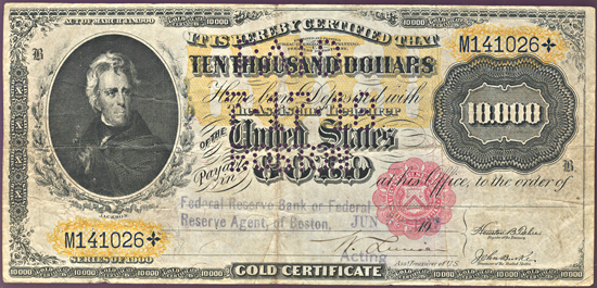 1900 Canceled $10,000.00.  VF.