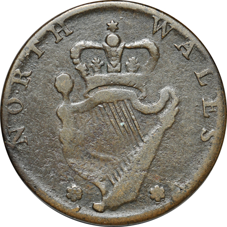 Undated (1795) Washington North Wales Halfpenny (Breen 1295, Baker 34, R.4, 97.2 grains. VF.