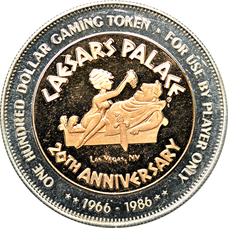 1986 20th Anniversary Caesars Palace Gaming Token.