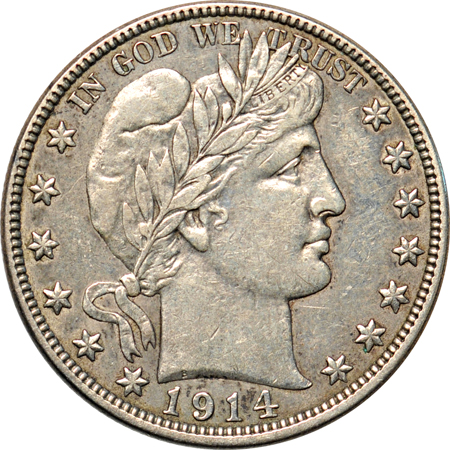 Nine Barber half-dollars.