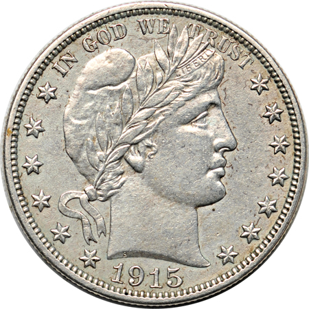 Six Barber half-dollars.