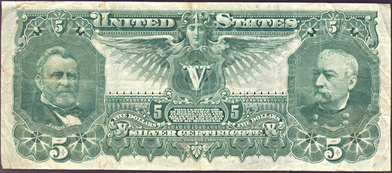 1896 $5.00.  VF.