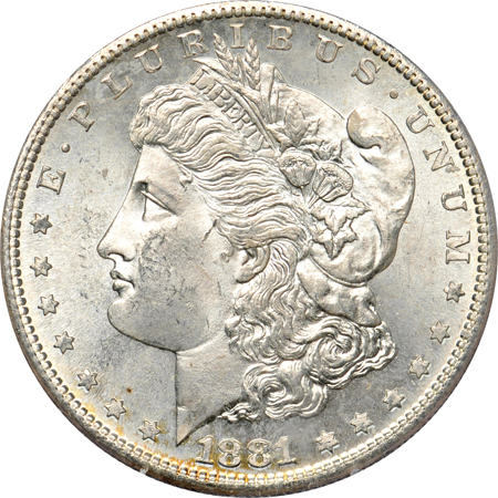 Six 1881-S PCGS MS-65 (rattler).