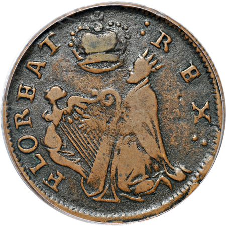 Undated (1663 - 1672) New Jersey St. Patrick or Mark Newby Fathing. Breen 208. PCGS VF-30.