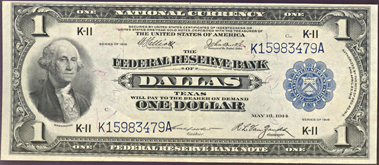 1918 $1.00 Dallas.  XF.