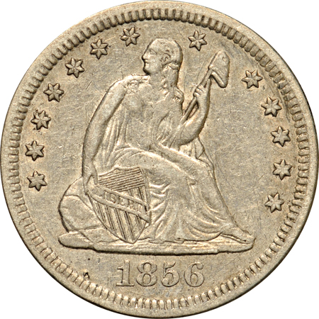 An 1834 Bust quarter and 11 Seated quarters.