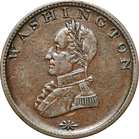 1795 Washington Grate Token VF and Undated (1815-182) Washington Double Head Cent VF.